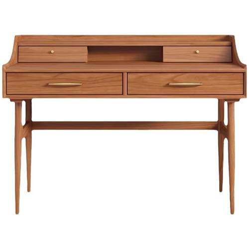 北欧樱桃木实木书桌小户型电脑桌简约写字台梳妆台抽屉现代家用 - 图3