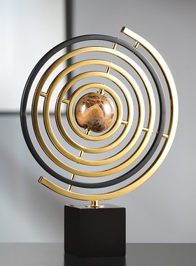 创意金属旋转地球仪轻奢摆件客厅酒柜电视柜装饰品办公室桌面摆设