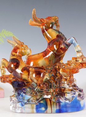 琉璃羊摆件搬家礼物公司商务礼品开业市礼品送领导办公桌三羊开泰