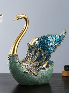 欧式天鹅红酒架摆件创意家居软酒柜装饰品软装配饰树脂工艺品