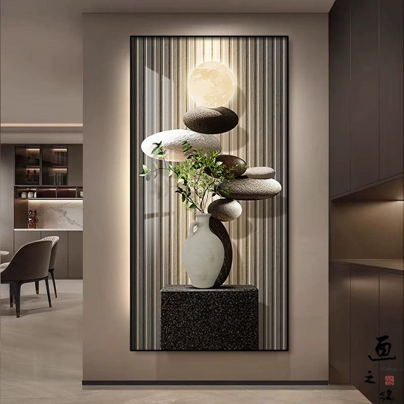 石来运转玄关装饰画高级感lexd灯入户正对门墙壁画轻奢寓意好挂画 - 图3