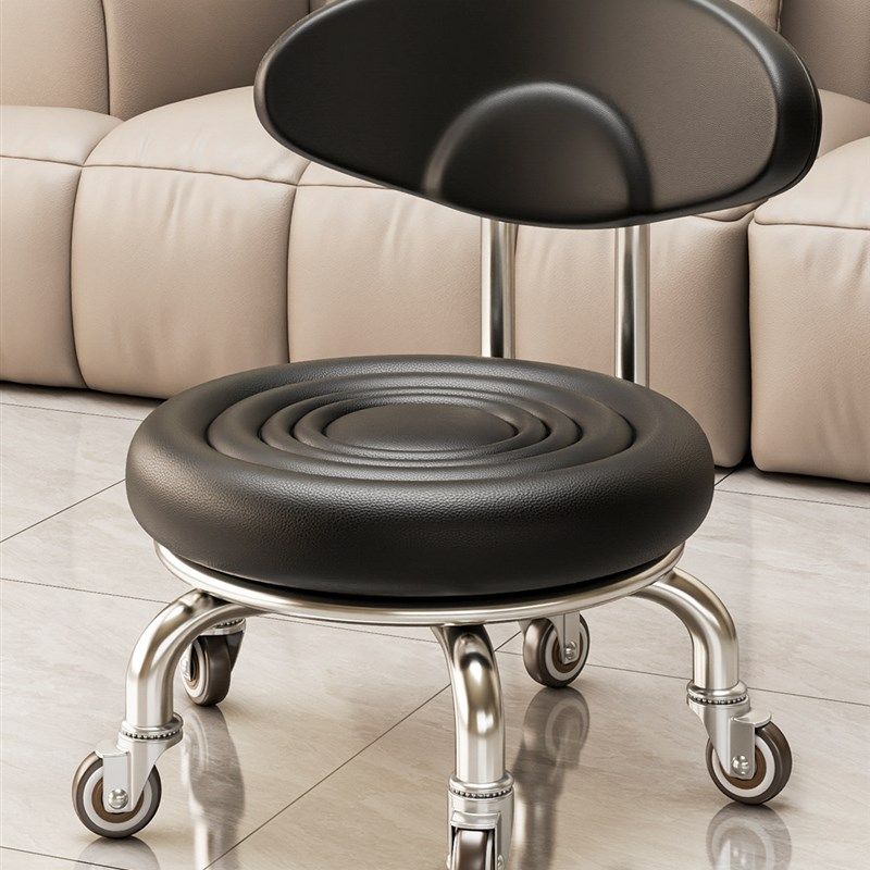 意式万向轮小凳子滑轮移动凳子家用矮凳带娃客厅带轮靠背小椅子,淘宝优惠券,粉丝福利购,淘宝优惠卷