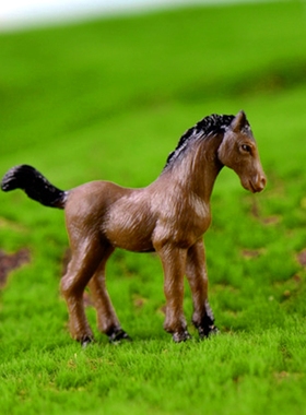 迷你仿真小马族微景观摆件假山水多肉景盆景造装饰品骏马动物配件