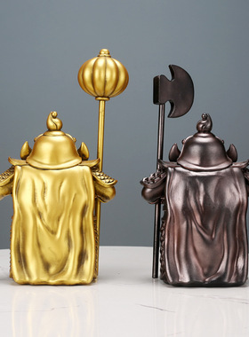 新中式摆件哼哈二将门神乔迁新居新房门门厅柜玄关办公室装饰品摆