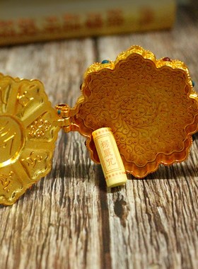 嘎乌盒可打开吊坠随身佛龛挂饰品配件藏式品吊坠鎏金擦擦佛盒大号