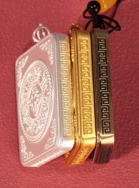 八吉祥藏式唐卡嘎乌盒子吊坠合金嘎乌盒挂件金色银色古铜赠送挂绳