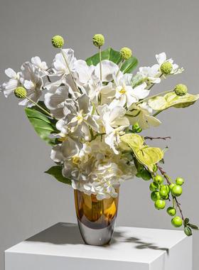 贝子高级房真意式轻奢仿绿花干花植酒店售楼YB-DZ-HY处餐桌软装饰