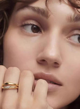 PDPAOLA男女镀金简约叠戴对戒