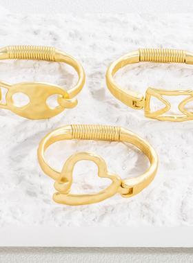 跨境个性欧美小众设计复古金色手镯手链