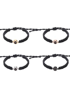 手链跨境欧美贸易爆款100种语言我爱你投影编织手绳情侣照片定 制