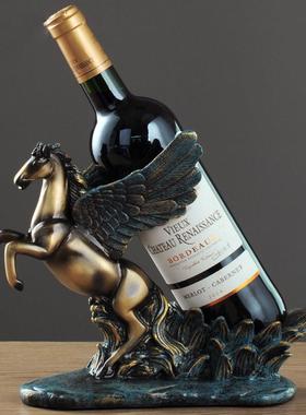 新款工艺现代简约飞马红酒架摆件欧式创意艺术品玄关酒柜装饰品