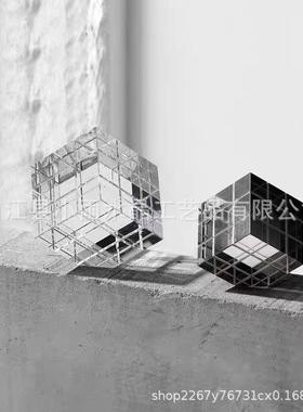 创意艺术魔方小摆件水晶轻奢客厅办公室电视柜桌面玄关家居装饰品