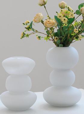 现代简约中古白瓷玻璃花创意甜甜圈花瓶桌面客厅酒店软装设计摆件