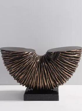 新中式现代轻奢创意半圆摆件样板间客厅玄关博古架家居装饰品摆设