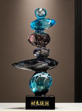 水晶时来运转书房办公室桌面摆件轻奢高档客厅电视柜酒柜装饰摆设
