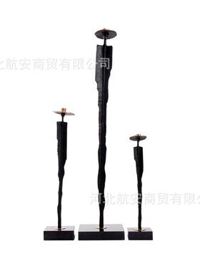 现代简约创意竹竿人带帽人隐士人物装饰品样板房售楼处装饰品软装
