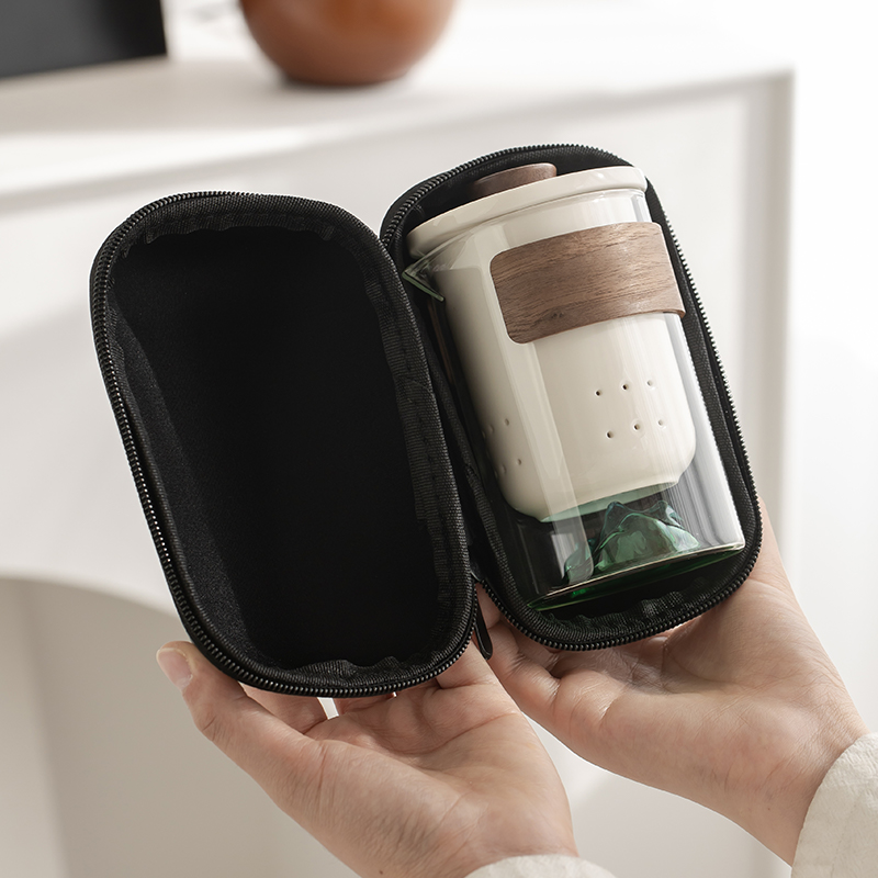 中式旅行茶具便携式快客杯套装户外泡茶壶一壶六杯功夫茶杯茶具 - 图0