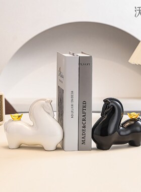 马上有钱元宝陶瓷摆m件马简约玄关客厅餐厅新房开业礼书房办公摆