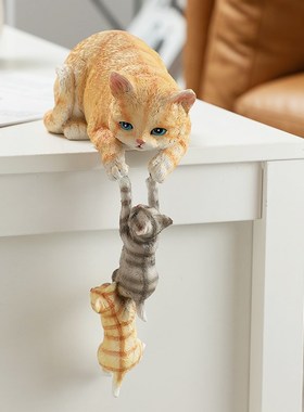 慧心巧聚母子猫摆设客厅高端玄关卧室桌面酒柜书柜创意装饰品