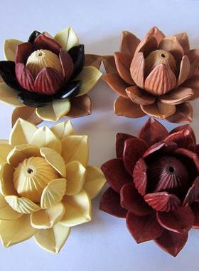 莲花挂件组合花黄杨木桃木雕刻拼接大莲花配件DIY饰品工艺品