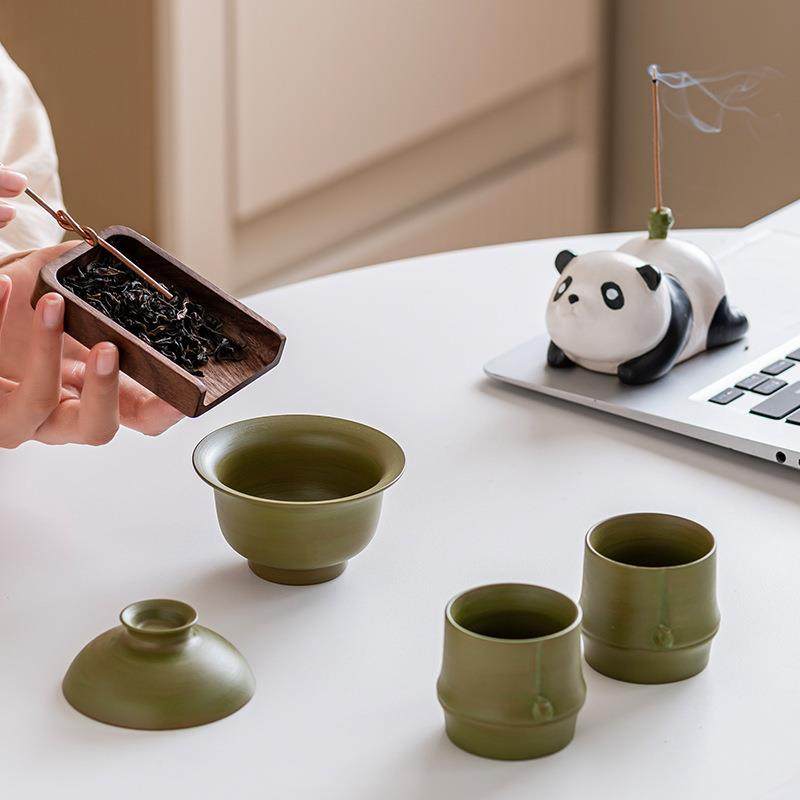 熊猫文创伴手礼线香竹节杯纪念品高档木盒盖碗茶具节庆礼品印logo,淘宝优惠券,粉丝福利购,淘宝优惠卷