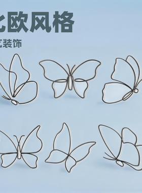 爆款蝴蝶铁艺墙饰套装铁丝墙上装饰品室内壁饰品挂件工艺品