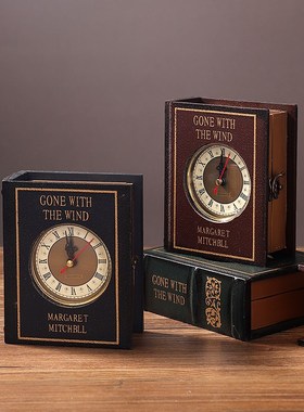 仿真书钟表书盒摆件复古欧式假书B道具书本收纳盒书柜酒柜装饰摆