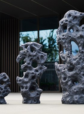 别墅庭院中式园林造景玻璃钢仿真太湖石窟窿石风景观赏石头雕塑