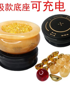 天然黄玉聚宝盆德明敬制电动旋转开业乔迁送礼客厅玄关家摆件