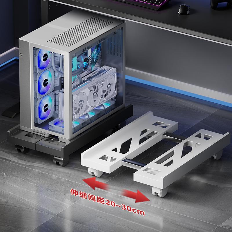 Computer host bracket mobile cooling rack home office chassis wheeled base retractable computer storage rack