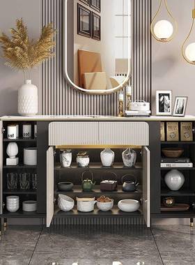 轻奢岩板超薄餐边柜现代简约一体靠墙玄关柜柜子储物柜置物柜边柜