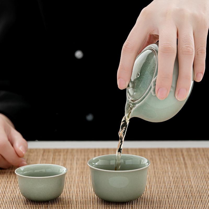 如意手抓壶快客杯一壶二杯户外旅行茶具便携包车载功夫泡茶小套装 - 图1