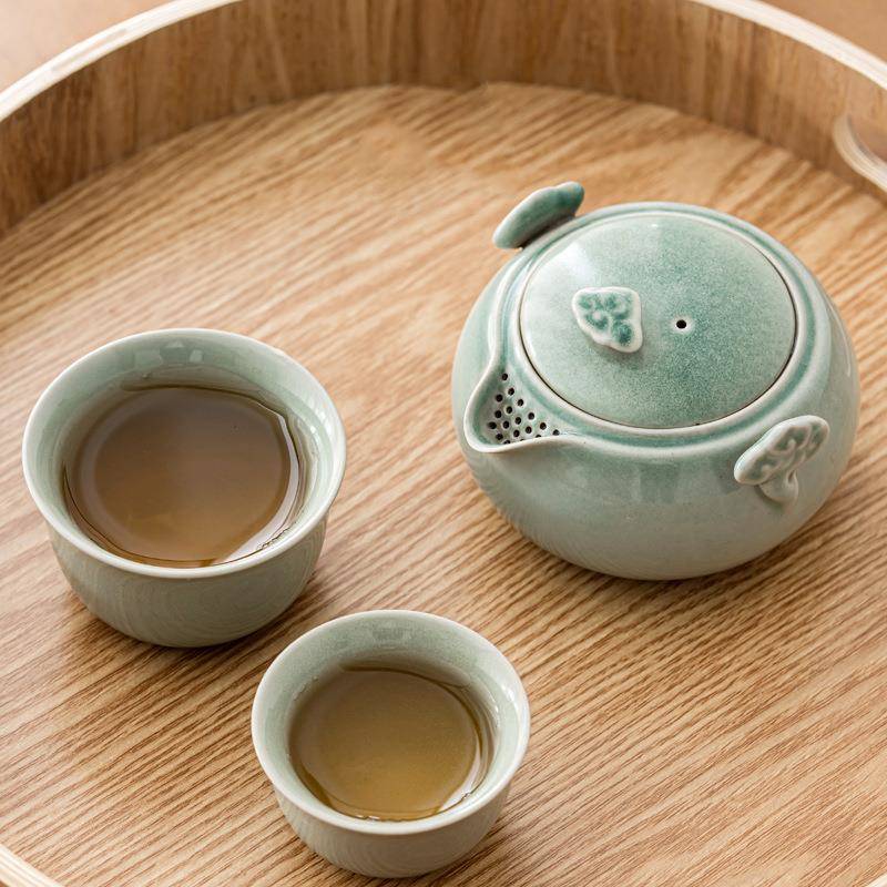 如意手抓壶快客杯一壶二杯户外旅行茶具便携包车载功夫泡茶小套装 - 图2