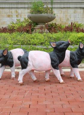 仿真小猪摆件户外玻璃钢动物雕塑园林景观小品花园农场装饰美陈