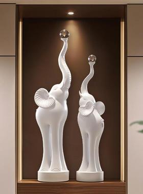 富贵吉象摆件客厅落地轻奢黑白壁龛电视柜装饰品搬家乔迁新居礼品