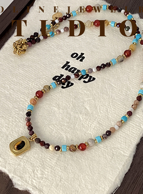 「方糖」方珠串珠项链小众复古个性颈链百搭锁骨链