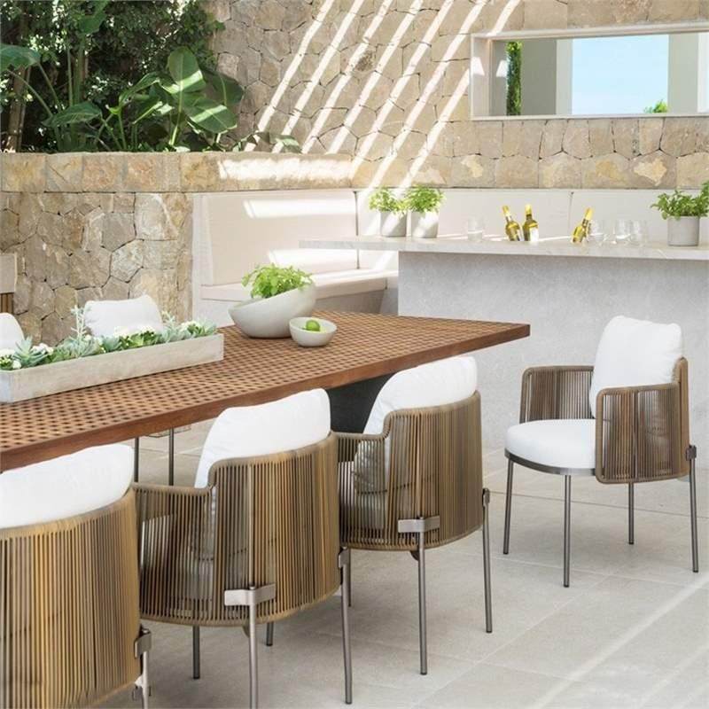 户外藤编桌椅组合庭院酒店别墅露天餐厅设计师藤高端柚木防腐家具,淘宝优惠券,粉丝福利购,淘宝优惠卷