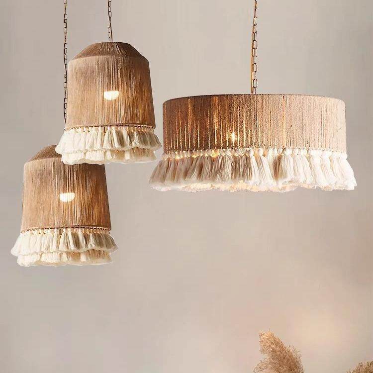 波西米亚复古麻绳流苏床头吊灯创意卧室床头柜餐厅灯吧台阳台灯具,淘宝优惠券,粉丝福利购,淘宝优惠卷