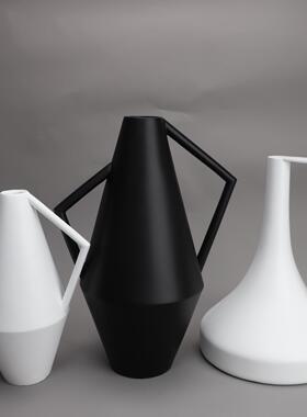 欧式简约双耳壶树脂花器花插样板房餐桌桌面卧室书房客厅饰品摆件