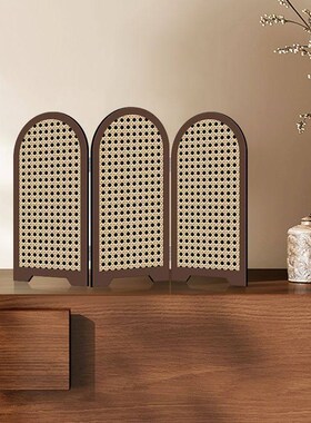 侘寂风屏风茶室书房桌面入户玄关边柜装饰品高级感电视柜