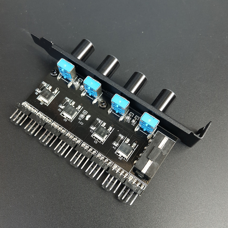 PCI位机箱风扇调速器台式电脑风扇8路HUB旋钮控制无V极可关停12V - 图1