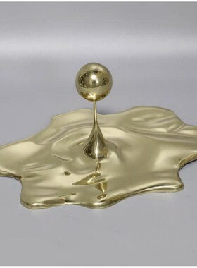 现代简约纯铜水滴形状书桌摆件金属工艺品摆件样板房摆件家居摆件