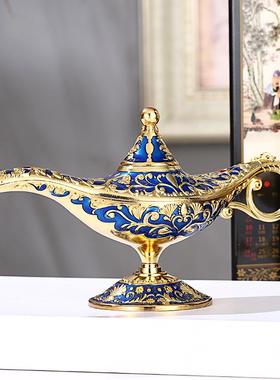 厂家直销阿拉丁神灯欧式复古工艺品家居摆件金属创意香薰壶许愿灯