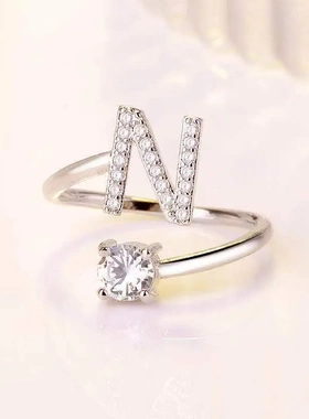 日韩戒指26个英文字母戒指活口可调节戒指日韩潮人学生饰品字母