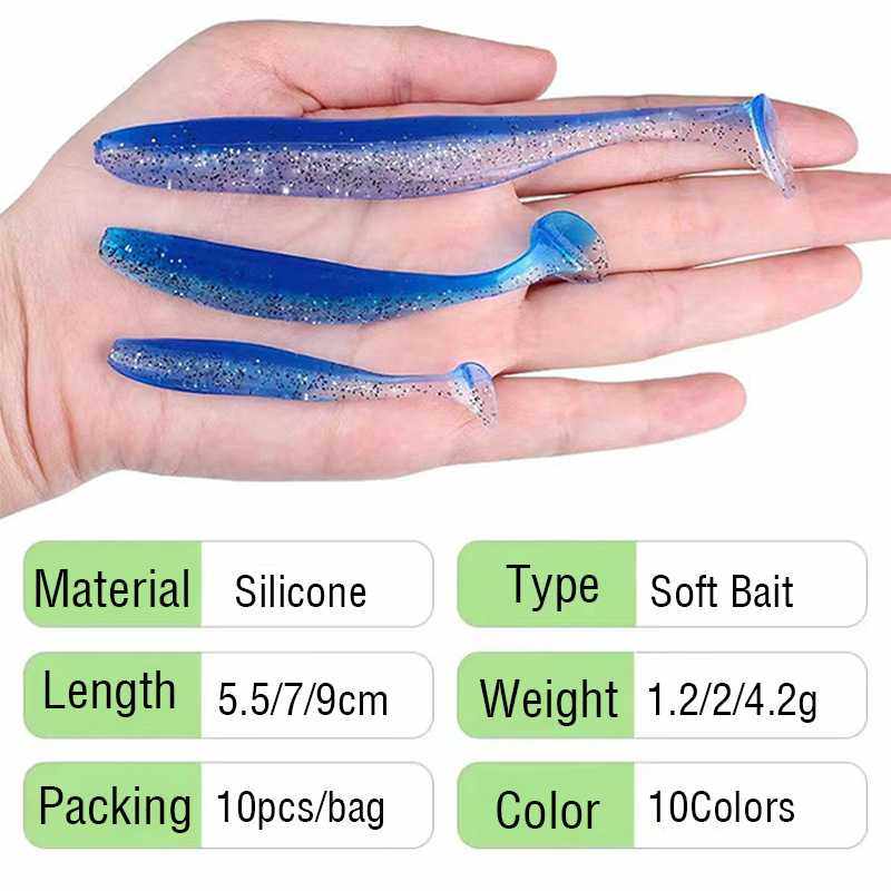 新款直销双色T尾10枚装5.5/7/9cm路亚饵软虫远投假饵钓鳜鱼鲈鱼翘,淘宝优惠券,粉丝福利购,淘宝优惠卷