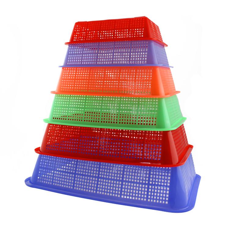 长方形塑料篮子镂空洗菜筛沥水筐小方框幼儿园超市厨房分类收纳篮 - 图1