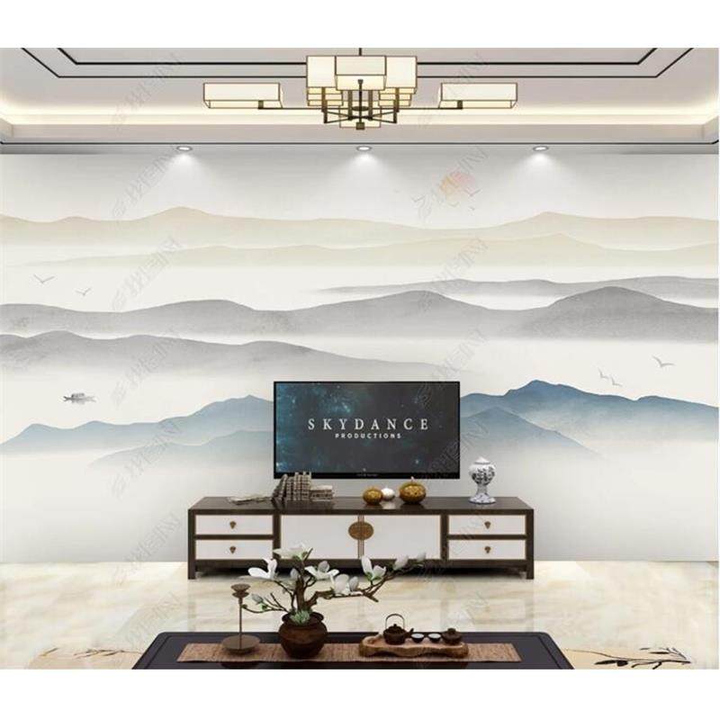 3d电视背景墙壁纸现代中式山脉意境沙发墙布唯美大气轻奢山水壁画,淘宝优惠券,粉丝福利购,淘宝优惠卷
