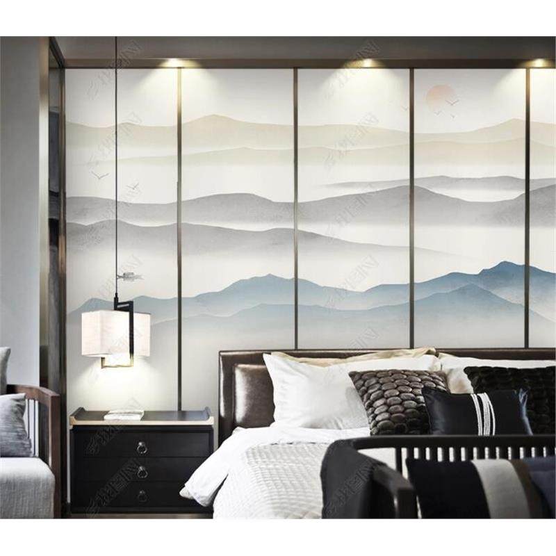 3d电视背景墙壁纸现代中式山脉意境沙发墙布唯美大气轻奢山水壁画,淘宝优惠券,粉丝福利购,淘宝优惠卷