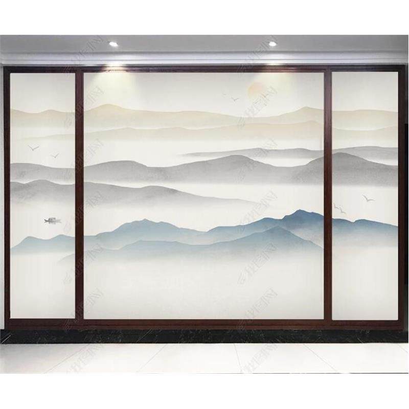3d电视背景墙壁纸现代中式山脉意境沙发墙布唯美大气轻奢山水壁画,淘宝优惠券,粉丝福利购,淘宝优惠卷