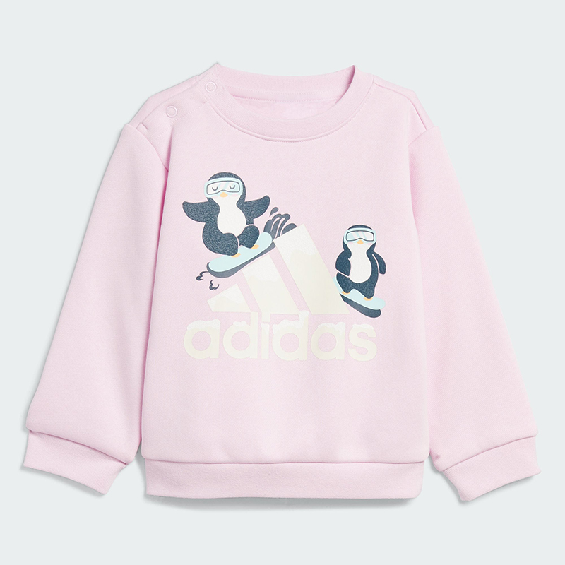 Adidas阿迪达斯女婴童装2023冬季新款运动休闲加绒长袖套装IN5223